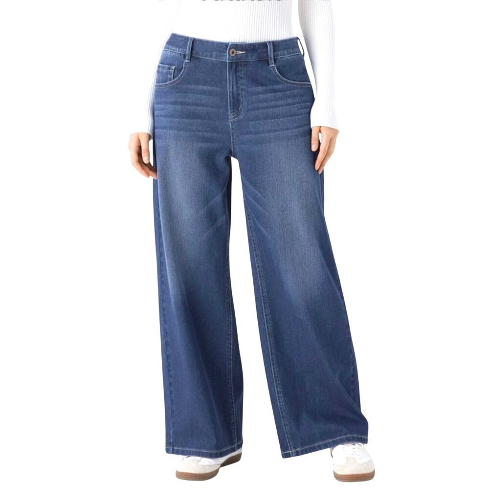 HALARA Flex Women’s Baggy Wide Leg Blue Denim Stretch Jeans